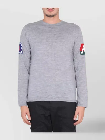 Comme Des Garçons Crew Neck Wool Jersey Sweater In White