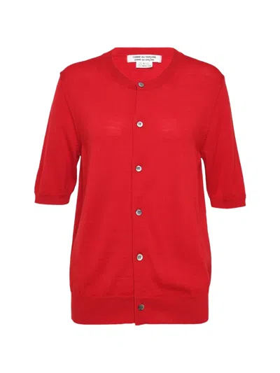 Comme Des Garçons Crew-neck Cardigan In Red