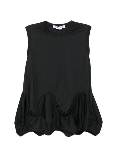 Comme Des Garçons Crew-neck Draped Top In Black