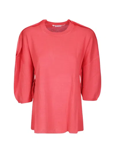 Comme Des Garçons Crew-neck Three-quarter-sleeve Sweater In Red