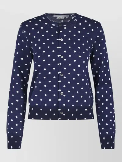 Comme Des Garçons Crewneck Top Long Sleeves Polka Dot In Blue