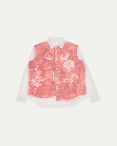 Comme Des Garçons Crinkle Layered Button-down Tulle Shirt