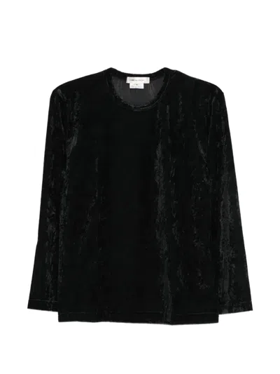 Comme Des Garçons Crinkled Short-sleeve Round-neck Top In Black
