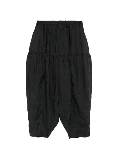 Comme Des Garçons Crinkled Tiered Trousers In Black