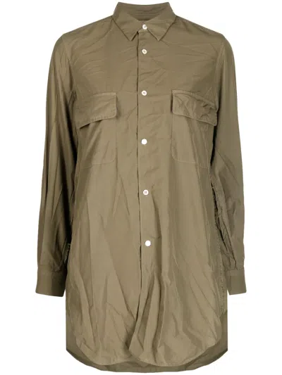 Comme Des Garçons Crinkled Unfinished-effect Shirt In Green