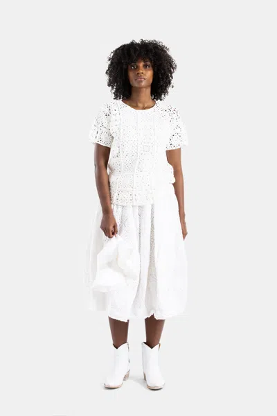 Comme Des Garçons Crochet Knit Blouse In White