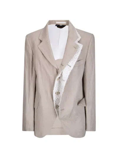 Comme Des Garçons Crochet Trim Jacket In Neutral