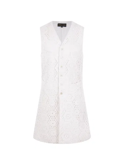 Comme Des Garçons Crochet-knit Jute Dress In White