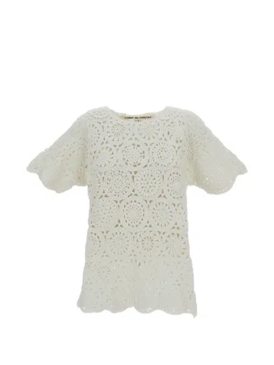 Comme Des Garçons Crochet-knit T-shirt In Metallic