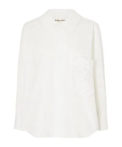 Comme Des Garçons Crochet-trimmed Cotton-poplin Shirt In Gray