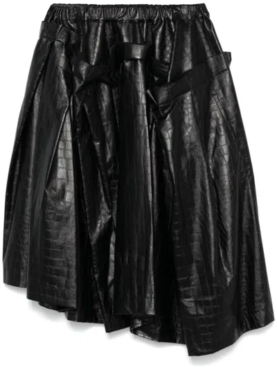 Comme Des Garçons Crocodile-embossed Midi Skirt In Black