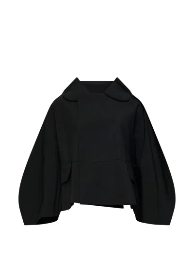 Comme Des Garçons Cropped Balloon-sleeve Wool Jacket In Black
