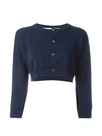 Comme Des Garçons Cropped Cardigan In Blue