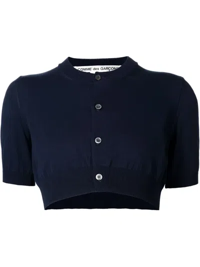 Comme Des Garçons Cropped Cardigan In Blue