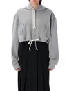 Comme Des Garçons Short Drawstring Hem Zip Fleece Top In Grey