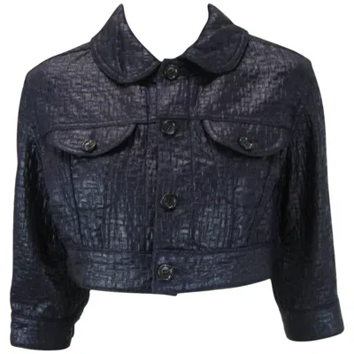 Pre-owned Comme Des Garçons Comme Des Garcons Cropped Navy Jacket In Blue