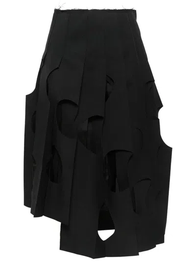 Comme Des Garçons Cut-out Pleated Skirt In Black