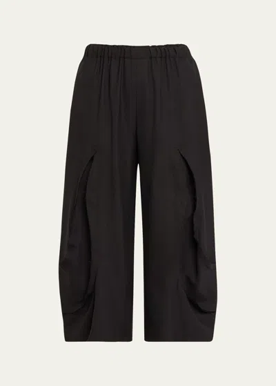 Comme Des Garçons Cropped Raw-cut Wool Pants In Black