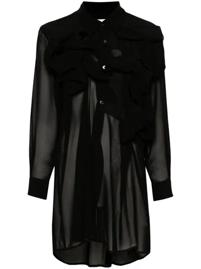 Comme Des Garçons Cut-out Semi-sheer Shirt In Black