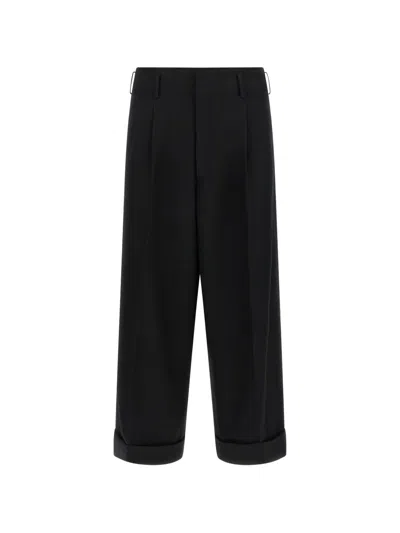 Comme Des Garçons Wool Cropped Wide-leg Tailored Trousers In Black