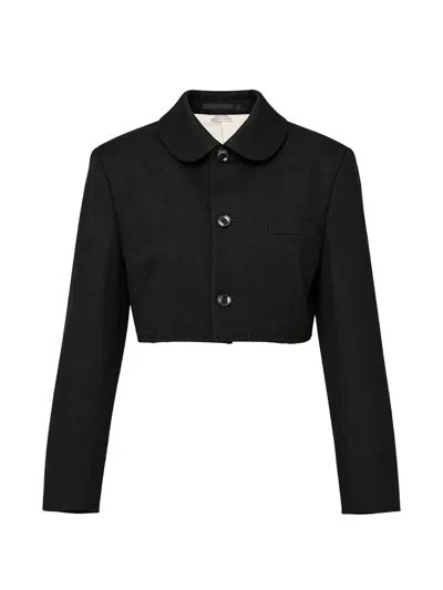 Comme Des Garçons Cropped Wool Jacket In Black