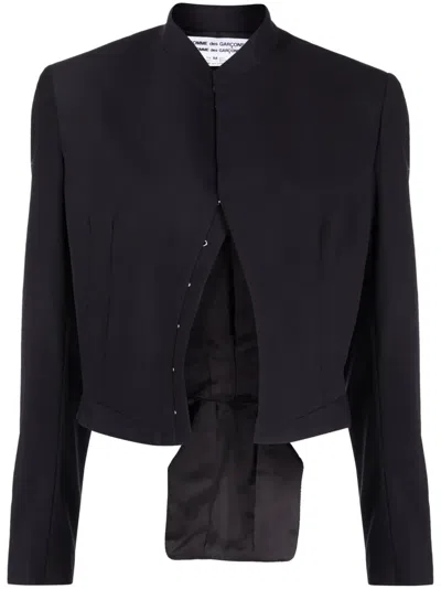 Comme Des Garçons Cropped Wool Jacket In Black