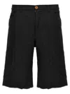 Comme Des Garçons Black Crumpled Bermuda Shorts In Black