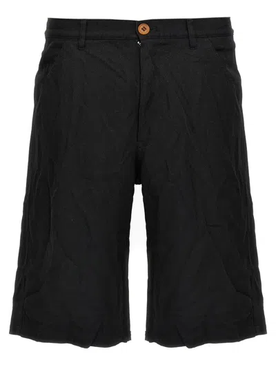Comme Des Garçons Crumpled Bermuda Shorts In Black
