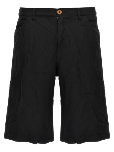 Comme Des Garçons Crumpled Texture Bermuda Shorts In Black
