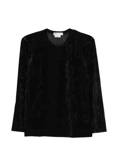 Comme Des Garçons Black Textured Crew Neck T-shirt In Blue