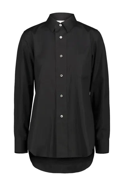 Comme Des Garçons Curved Hem Poplin Shirt In Black
