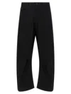 Comme Des Garçons Curved Leg Trousers With Knee Pincer Detail And Adjustable Back Strap In Black