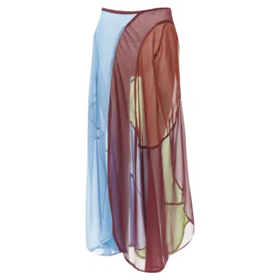 Comme Des Garçons Comme Des Garcons Curved Seam Optical Color Sheer Skirt In Multi