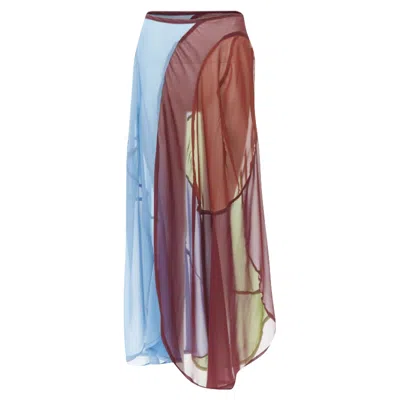 Pre-owned Comme Des Garçons Comme Des Garcons Curved Seam Optical Color Sheer Skirt In Multi