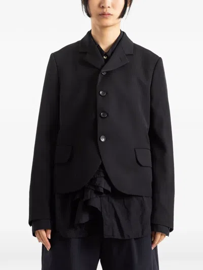 Comme Des Garçons Curved-hem Notched-lapel Jacket In Black