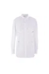 Comme Des Garçons Cut-out Curved Hem Shirt In White