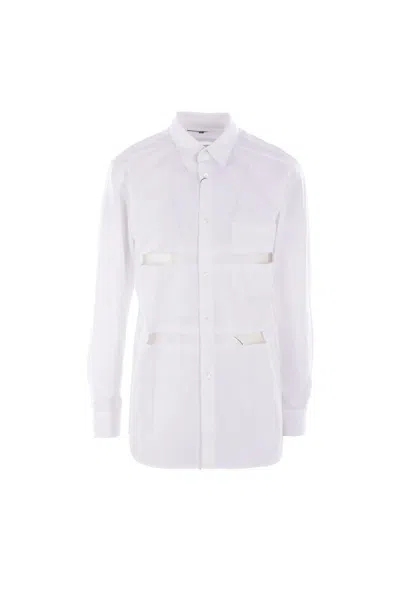 Comme Des Garçons Cut-out Curved Hem Shirt In White
