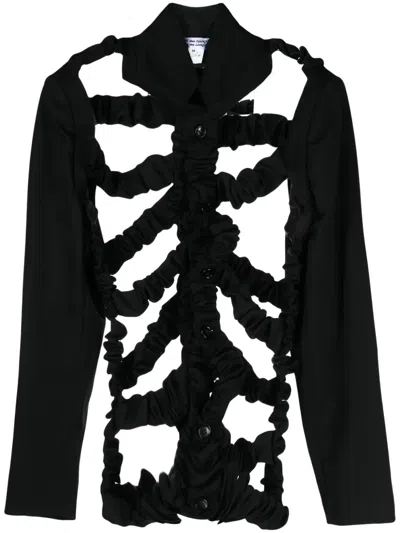 Comme Des Garçons Cut-out Detail Buttoned Jacket In Black