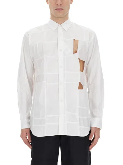 Comme Des Garçons Shirt With Button-down Collar And Cut-out Design In White