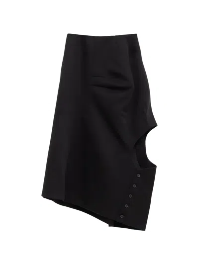 Comme Des Garçons Cut-out Asymmetric Midi Skirt In Black