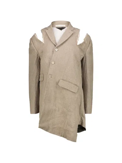 Comme Des Garçons Unstructured Linen Blazer In Neutral