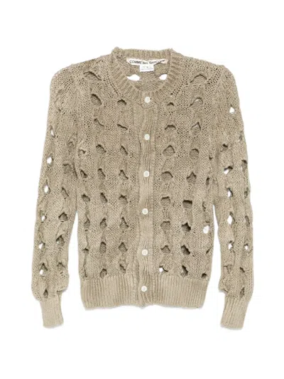 Comme Des Garçons Cut-out Cardigan In Brown