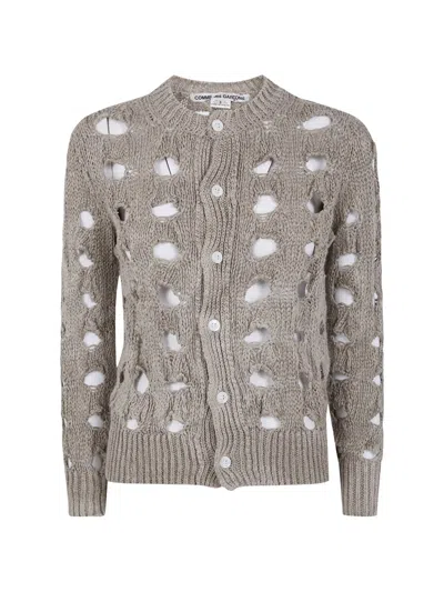 Comme Des Garçons Cut-out Cardigan In Gray