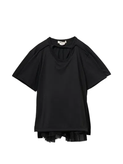Comme Des Garçons Cutout Pleated T-shirt In Black