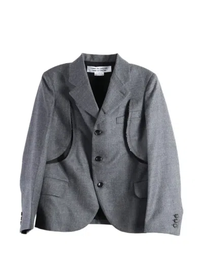 Comme Des Garçons Cut-out Wool Blazer In Multi