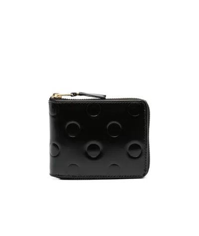 Comme Des Garçons Debossed-detail Leather Wallet In Black