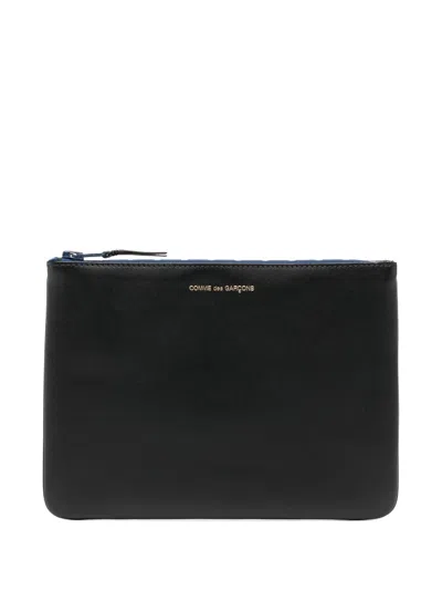 Comme Des Garçons Debossed-logo Leather Wallet In 黑色