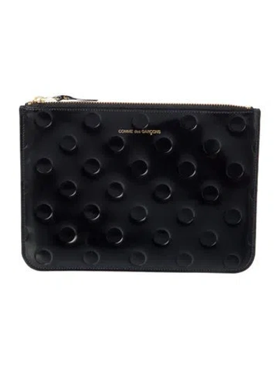 Pre-owned Comme Des Garçons Debossed Polka Dot Pouch In Black