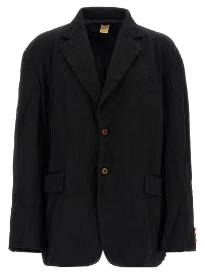 Comme Des Garçons Deconstructed Blazer With Mirror Lapels In Black