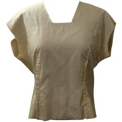 Pre-owned Comme Des Garçons Deconstructed Boxy Cream Zip Back Silk Poly Shirt In White